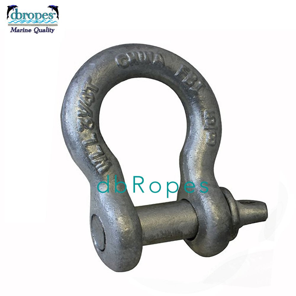 2 pcs of 5/8 Screw Pin Anchor Shackle, Galvanized, 3-1/4 Ton Working