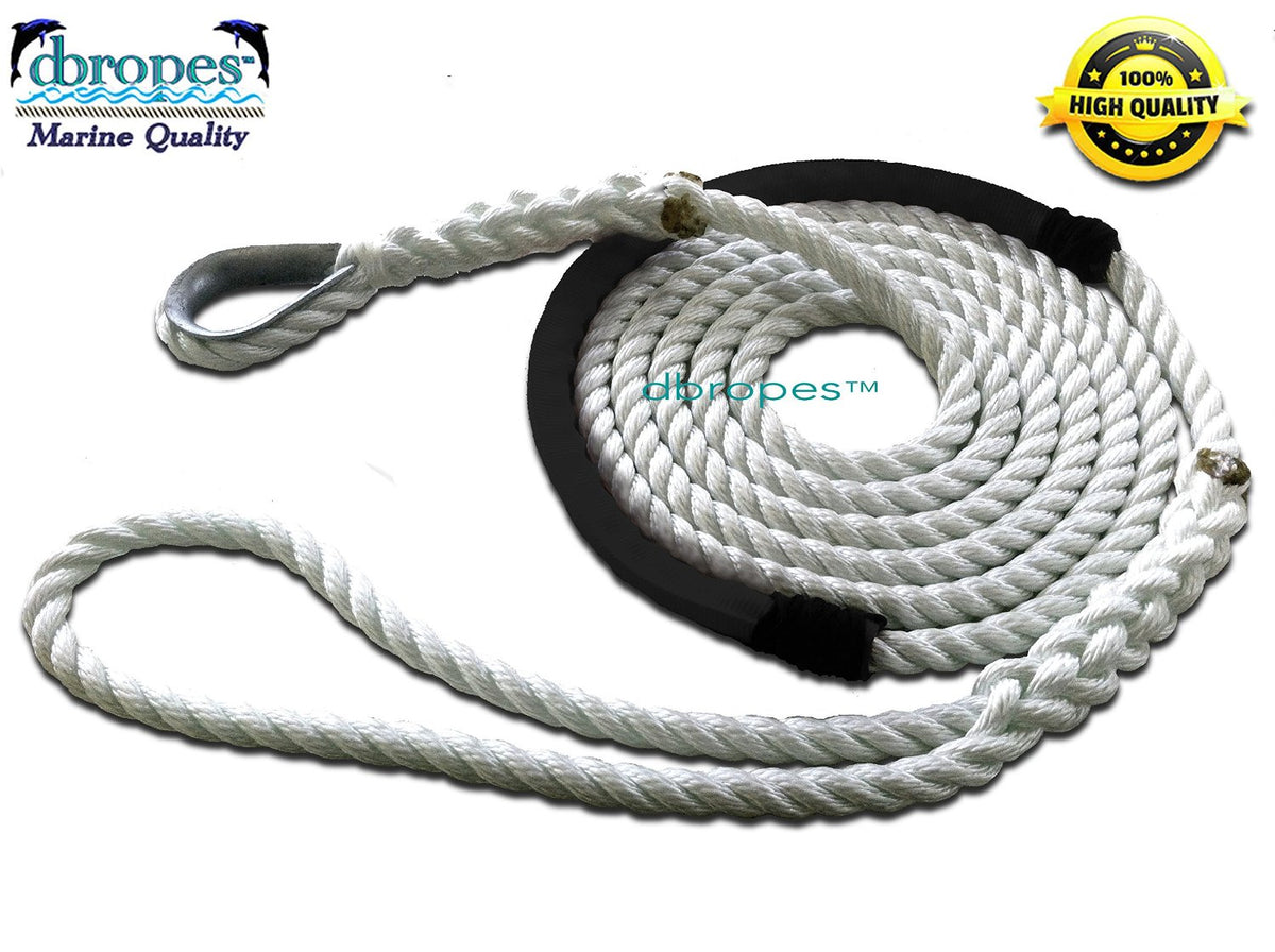 5/8 x 10 DriftProof Mooring Pendant with Backup Line. 3 Strand 100% Ny