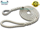 DBROPES 1/2" x 15'  3 Strand Mooring Pendant Line 100% Nylon High Quality Rope with Stainless Steel Thimble. Made in USA . - dbRopes