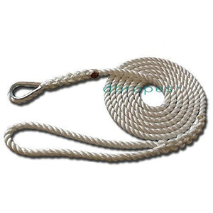 1/2" X 15' Three Strand Mooring Pendant 100% Nylon Rope with Thimble. (Tensile Strength 6.400 Lbs.) Made in USA. FREE EXPEDITED SHIPPING - dbRopes