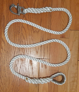 Colgante de amarre de tres hilos de 5/8" x 10' 100 % cuerda de nailon con dedal de acero inoxidable, gancho y 3 flotadores