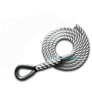 3/4"X 21' Three Strand Mooring Pendant 100% Nylon Rope with HD galvanize thimble. (Tensile Strength 13800 Lbs.) Made in USA. FREE SHIPPING (Copy)