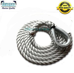 3/4" X 75' Three Strand Mooring Pendant 100% Nylon Rope with Galvanized Thimble and straight whip Made in USA.