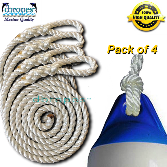 Fender Whips 100% Nylon Rope 3/8' X 5' - Pack of 4 (Fenders NOT includ