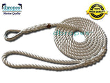3/8" X 10' Three Strand Mooring Pendant 100% Nylon Rope with Thimble. (Tensile Strength 3800 Lbs.) Made in USA. FREE EXPEDITED SHIPPING - dbRopes