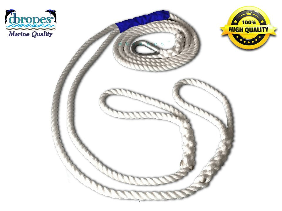 Premium Boat Anchor Rope 1/2 inch 100 ft, Nylon 3 Strand Twisted