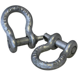 2 Pcs of  3/8" Carbon Steel Screw Pin Anchor Shackle, Galvanized, 1 Ton Working Load Limit ( 2000 Lbs) - dbRopes