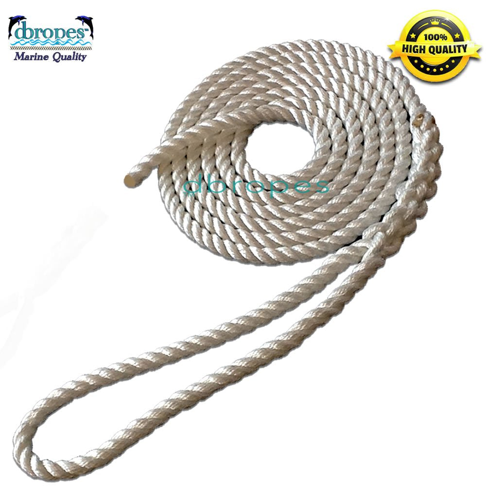 1/2 X 16' Three Strand Mooring Pendant 100% Nylon Rope with Eye. (Tensile  Strength 6400 Lbs.) Made in USA. FREE SHIPPING