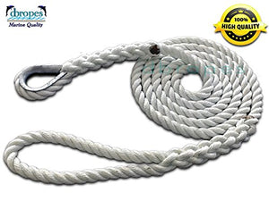 5/8" X 20' Three Strand Mooring Pendant 100% Nylon Rope with Galvanized or SS Thimble. (Tensile Strength 10400 Lbs.) Made in USA. FREE EXPEDITED SHIPPING - dbRopes