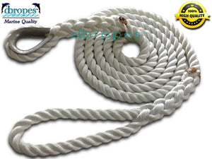 3/4" X 5' Three Strand Mooring Pendant 100% Nylon Rope with Thimble. (Tensile Strength 13800 Lbs.) Made in USA. FREE EXPEDITED SHIPPING - dbRopes