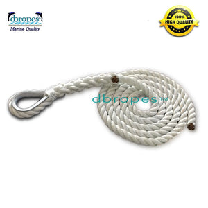 3/4" X 10' Three Strand Mooring Pendant 100% Nylon Rope with Thimble. (Tensile Strength 13800 Lbs.) Made in USA. FREE SHIPPING - dbRopes