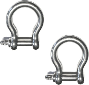 2 Pcs of  1/2" Type 316 Stainless Steel Screw Pin Bow Shackle