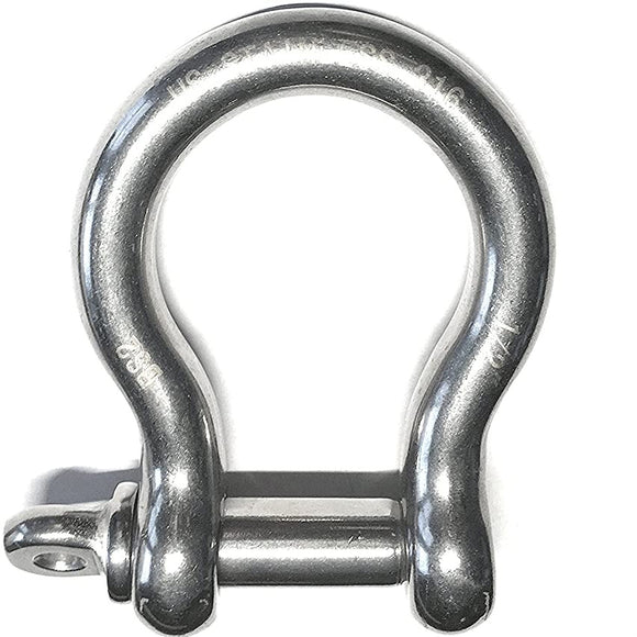Grillete de arco con pasador roscado de acero inoxidable tipo 316 de 1/2