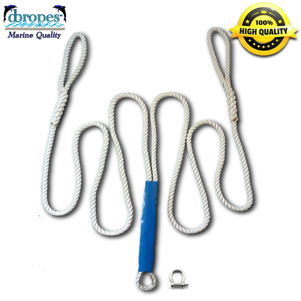 1" X 18' Three Strand Double Anchor Shock System Bridle / Anchor Snubber Line with SS thimble and SS shackle