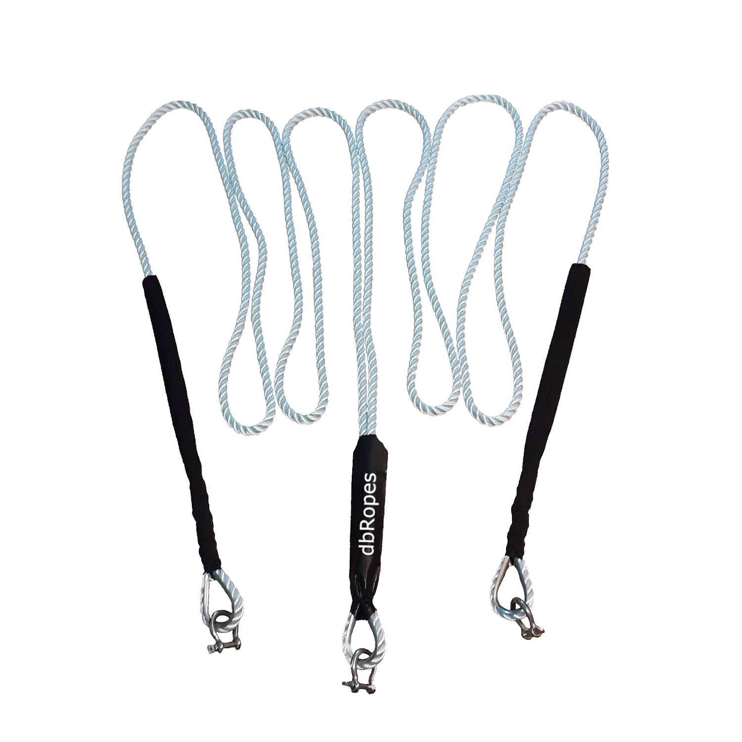 5/8 x 15' Three Strand Double Anchor Shock Bridle System / Anchor Snubber Line with SS Thimble and SS Shackle Black Chafe Guard