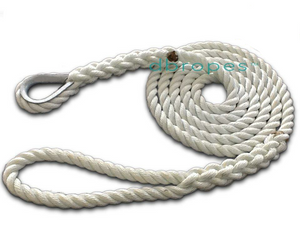 5/8" X 6' Three Strand Mooring Pendant 100% Nylon Rope with Thimble. (Tensile Strength 10400 Lbs.) Made in USA. FREE EXPEDITED SHIPPING - dbRopes