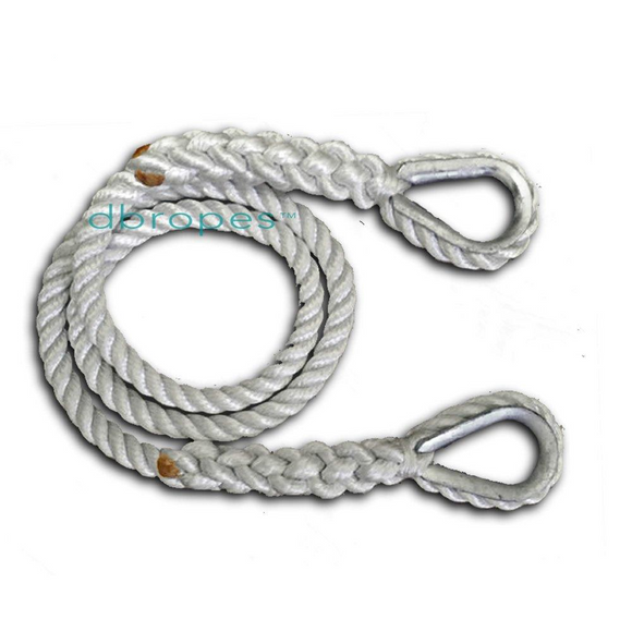 3/4 X 6' Three Strand Mooring Pendant 100% Nylon Rope with 2 Galvaniz