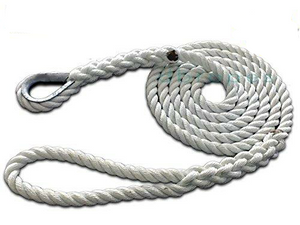 5/8" X 12' Three Strand Mooring Pendant 100% Nylon Rope with Thimble. (Tensile Strength 10400 Lbs.) Made in USA. FREE EXPEDITED SHIPPING - dbRopes