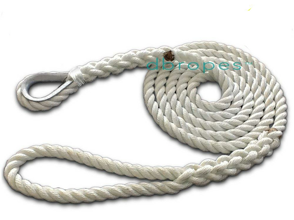 1/2 x 2' 3 Strand Mooring Pendant Line 100% Nylon High Quality Rope w