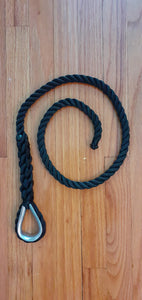 Colgante de amarre de tres hilos de 5/8" x 4' 100% cuerda de nailon NEGRO con dedal de acero inoxidable