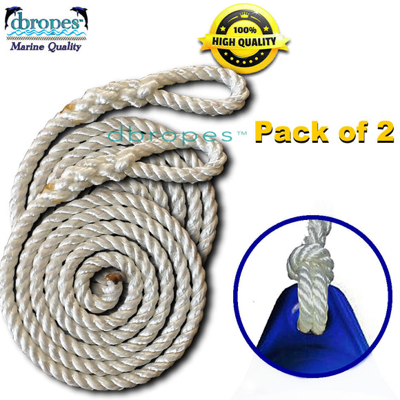 Fender Whips 100% Nylon Rope 3/8' X 6' - Pack of 2 (Fenders NOT included) - dbRopes