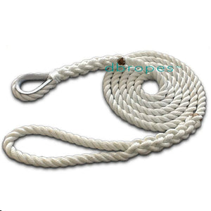 28 of 3 Strand Mooring Pendant 100% Nylon Rope Premium with Standard Galvanized Thimbles.