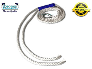 1/2" X 9' Three Strand Double Mooring Pendant 100% Nylon Rope with SS Thimble Custom order - dbRopes